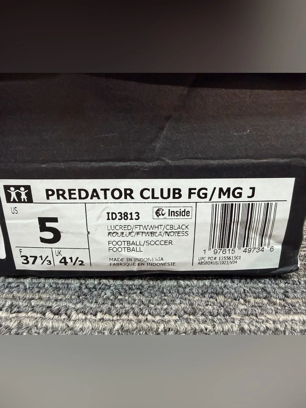 adidas Predator Club FG/MG J Lucid Red/White Soccer Cleats unisex Junior 5 New